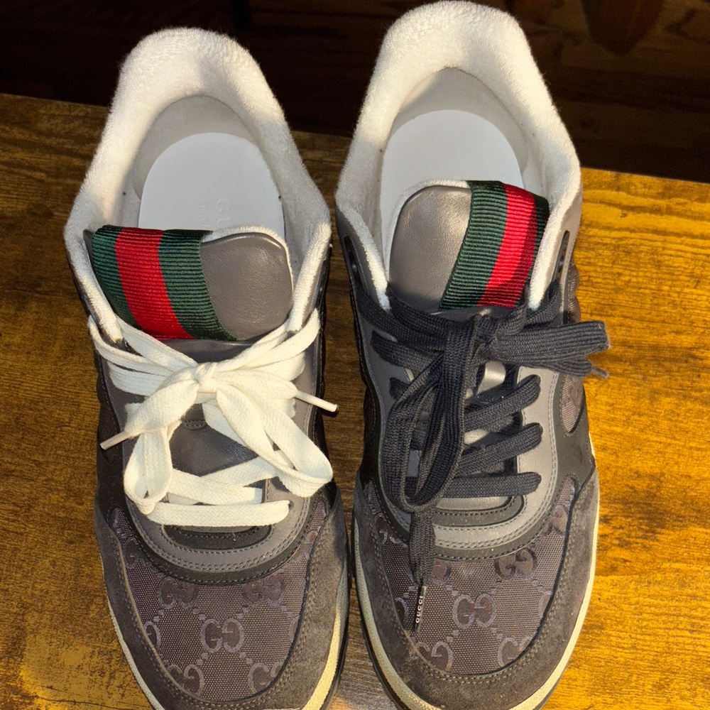 Gucci GG Pattern Sneakers with Red and Green Accents